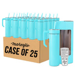 20oz skinny tumbler with handle, teal, bulk case of 25