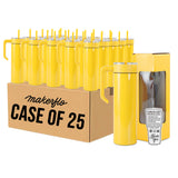 20oz skinny tumbler with handle, yellow, bulk case of 25