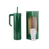 20oz skinny tumbler with handle, green