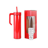 20oz skinny tumbler with handle, red