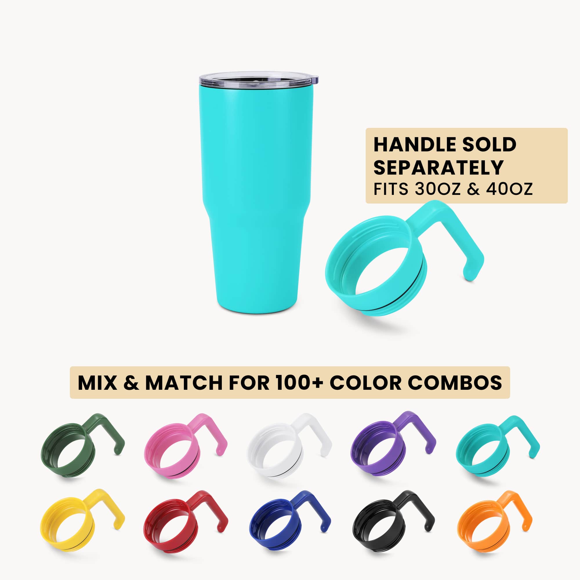 30oz tumbler, teal, handle options