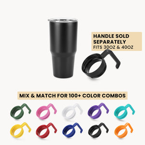 30oz tumbler black, handle options