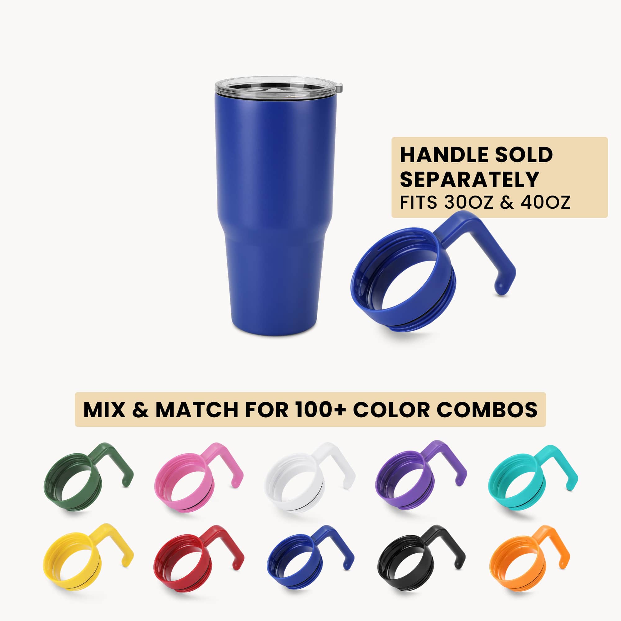 30oz tumbler blue, handle options