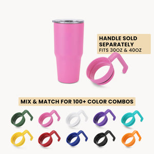 30oz tumbler, pink, handle options