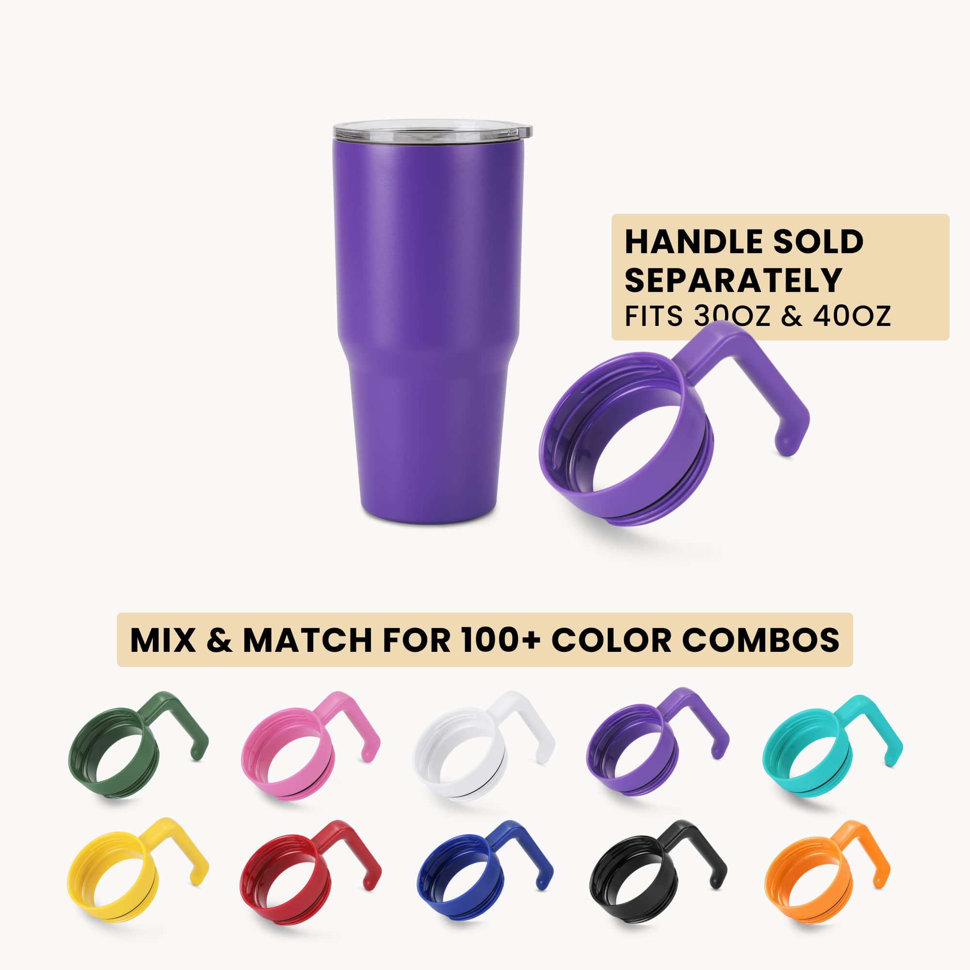 30oz tumbler, purple handle options