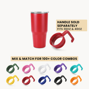 30oz tumbler, red, handle options