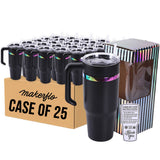 30oz rainbow electroplated tumbler with handle in black, case of 25