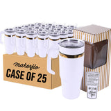 30oz gold electroplated tumbler with handle in white, case of 25