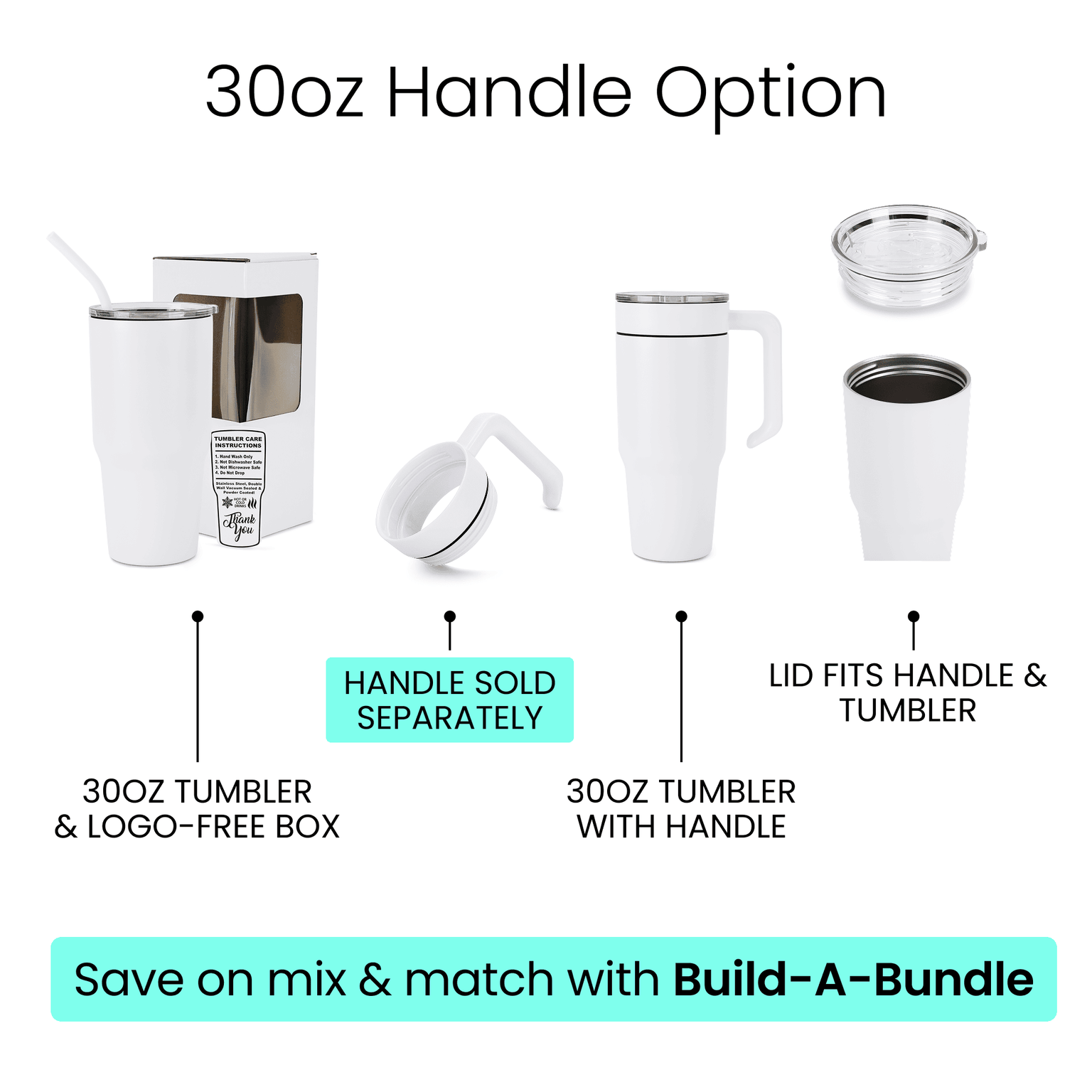 30oz tumbler, white, accessories, gift box, leak-proof lid