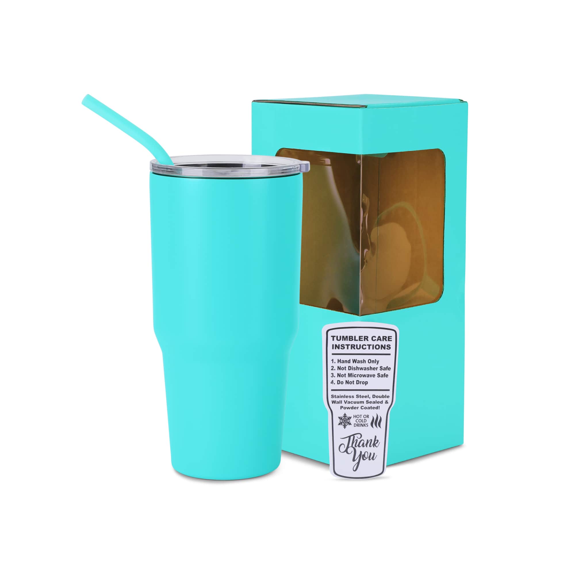 30oz tumbler, teal, powder coated stainless steel