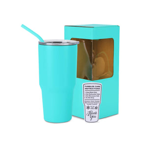 30oz tumbler, teal, powder coated stainless steel