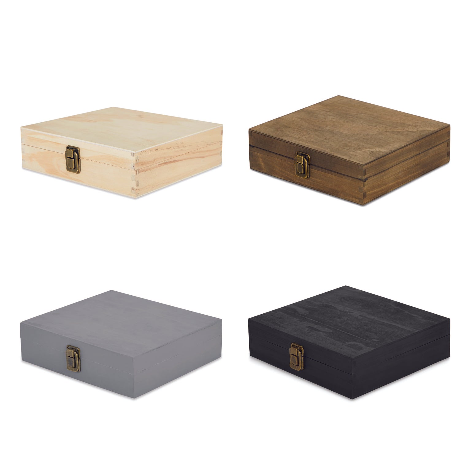 wood cigar boxes, 4 finish options: natural, walnut, grey or black