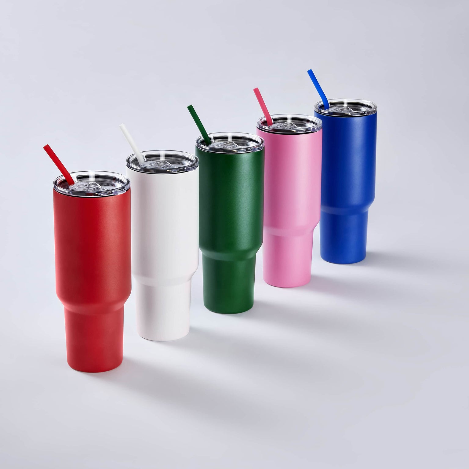 40oz tumblers red, white, green, pink & blue