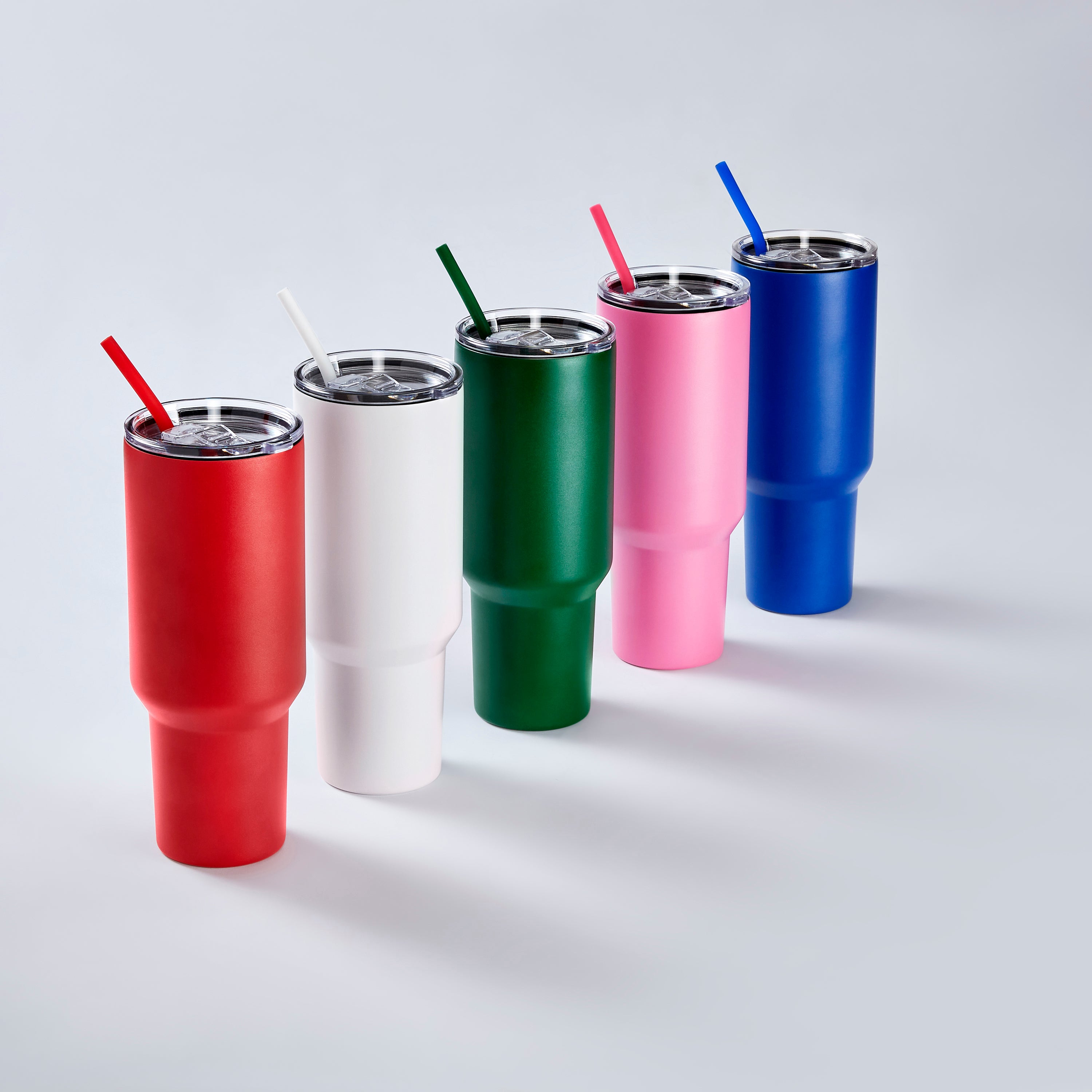40oz tumblers red, white, green, pink & blue