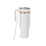 40oz gold electroplated white tumbler with twist on handle 