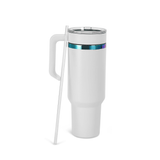 40oz white electroplated rainbow tumbler with twist on handle