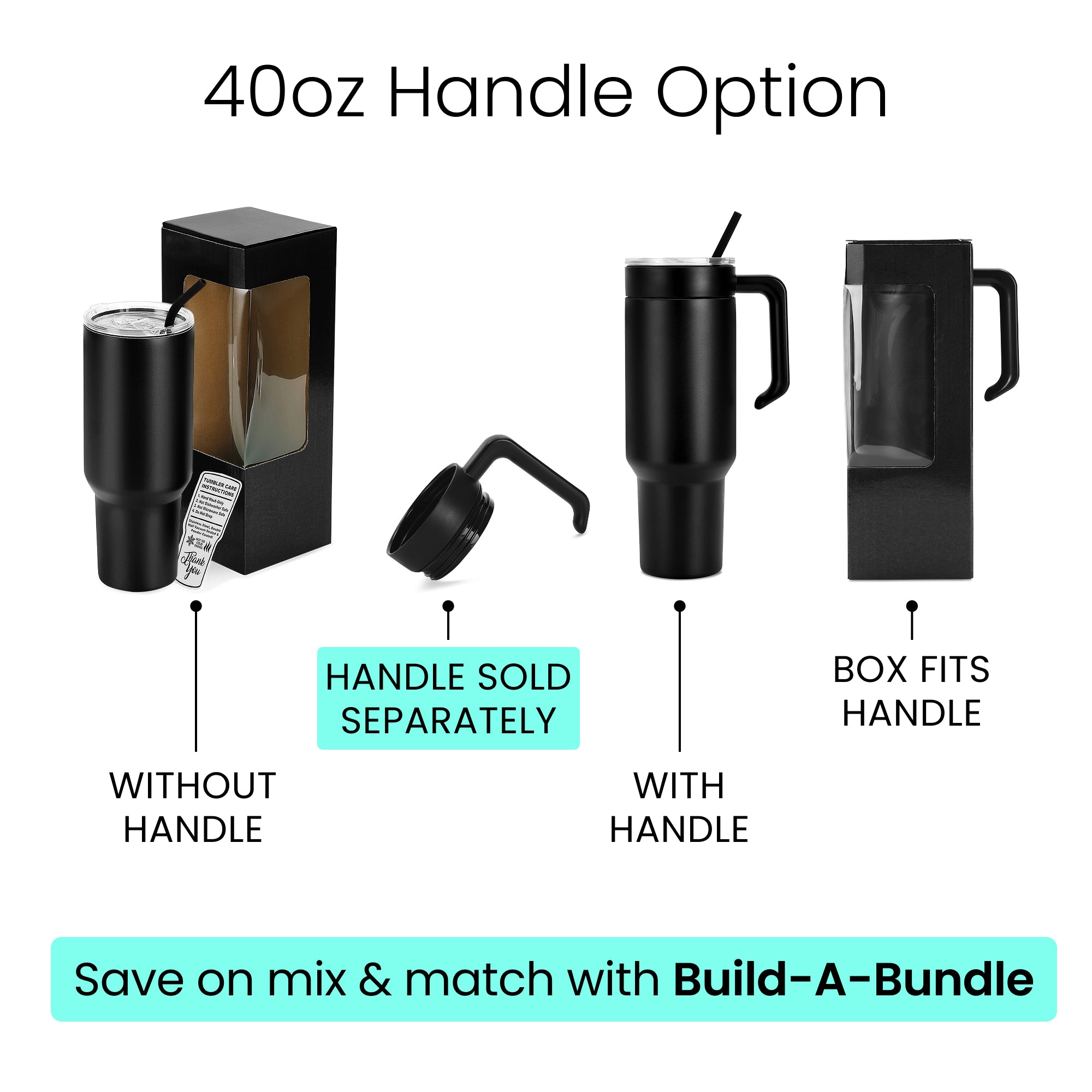 40oz tumbler handle option, black