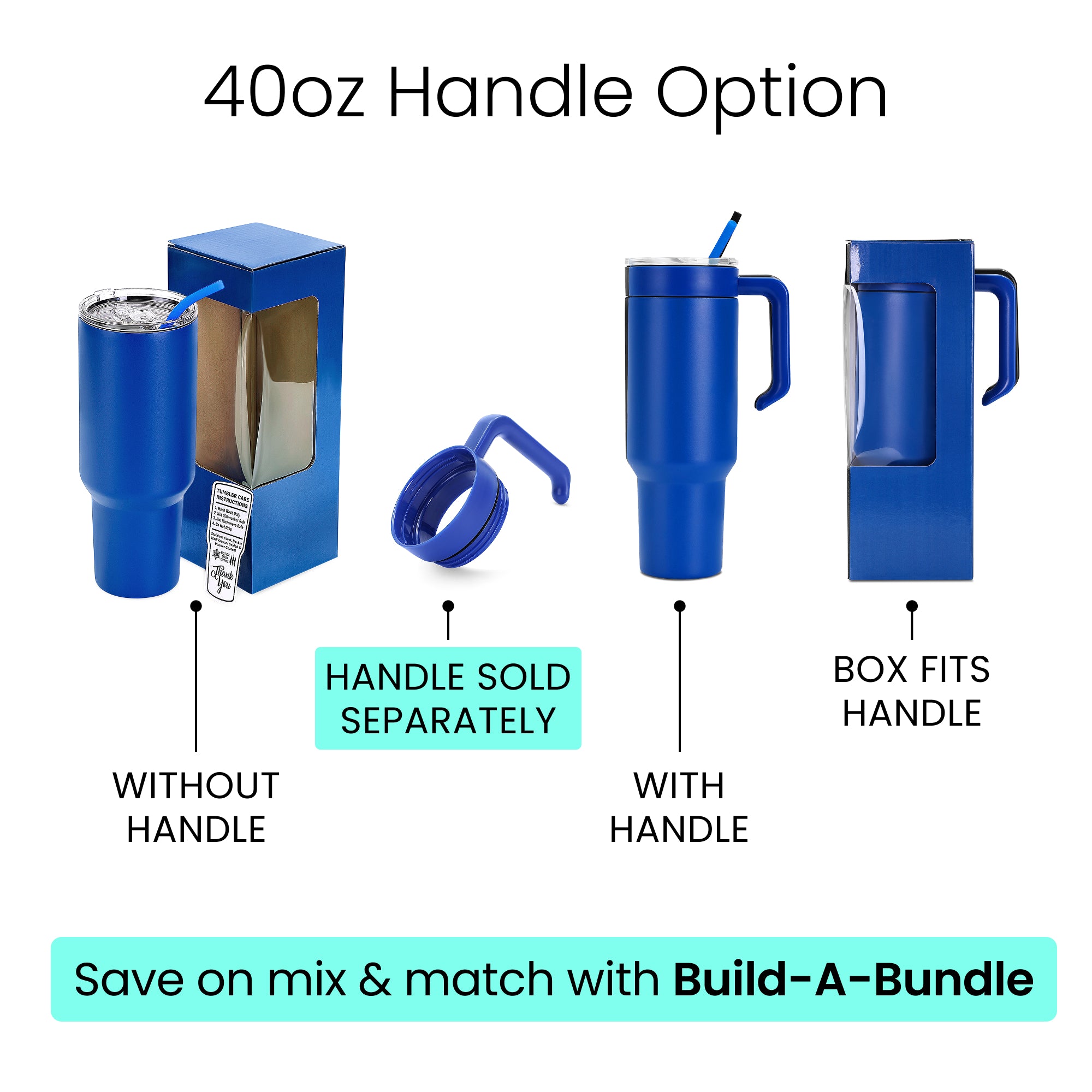 40oz tumbler handle option, blue