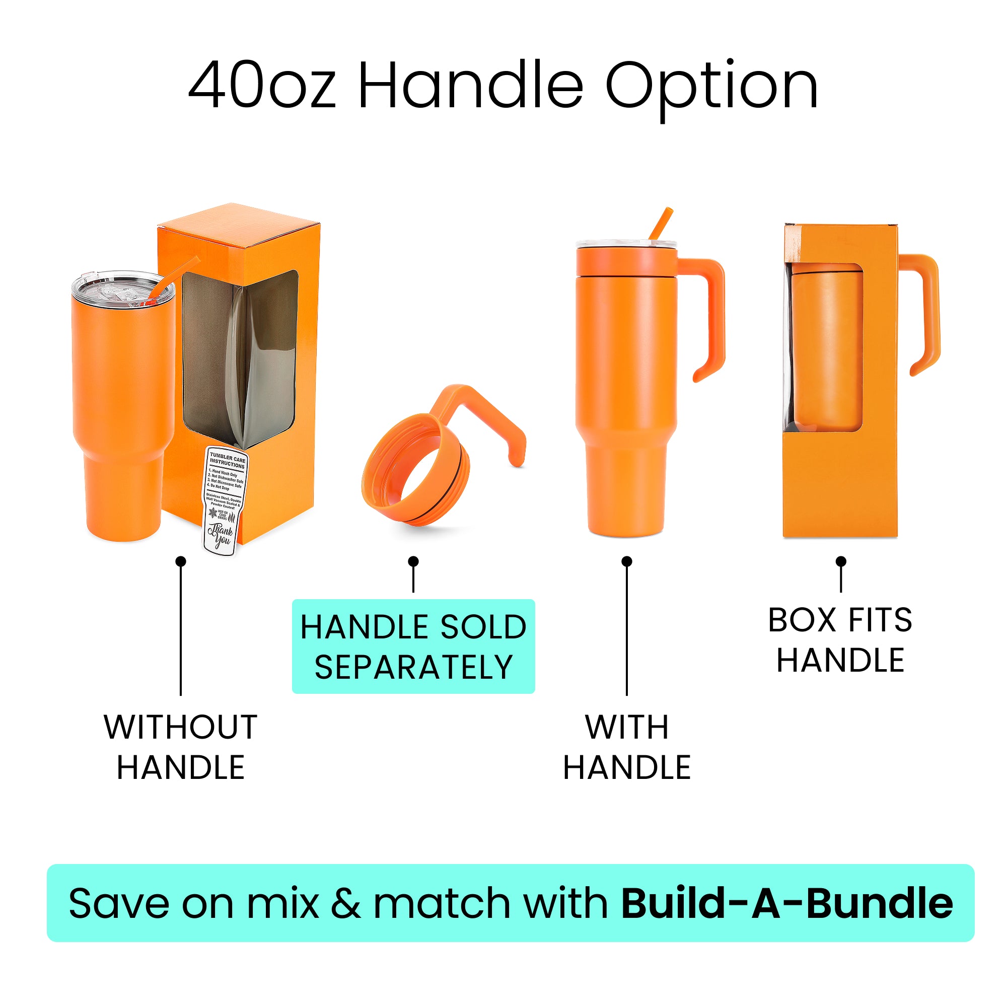 40oz tumbler handle option, orange