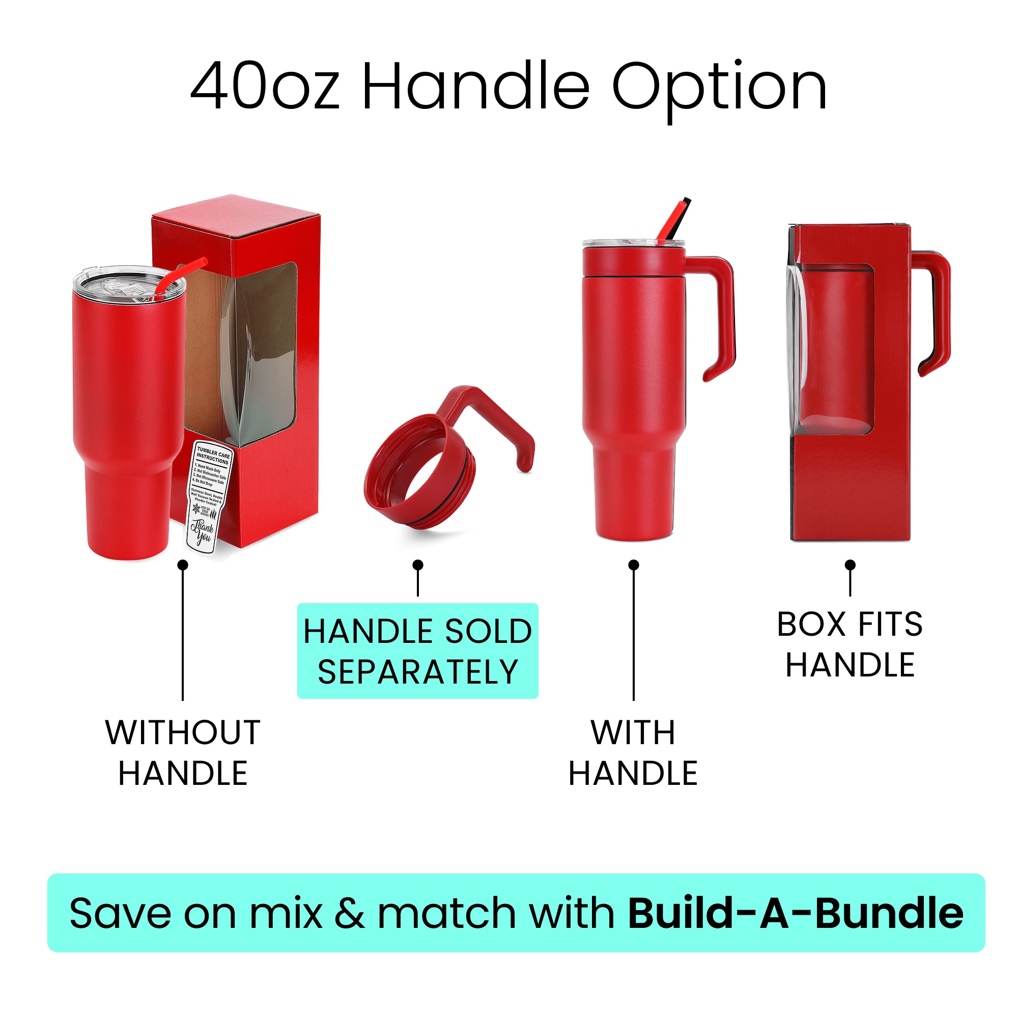 40oz tumbler handle option, red