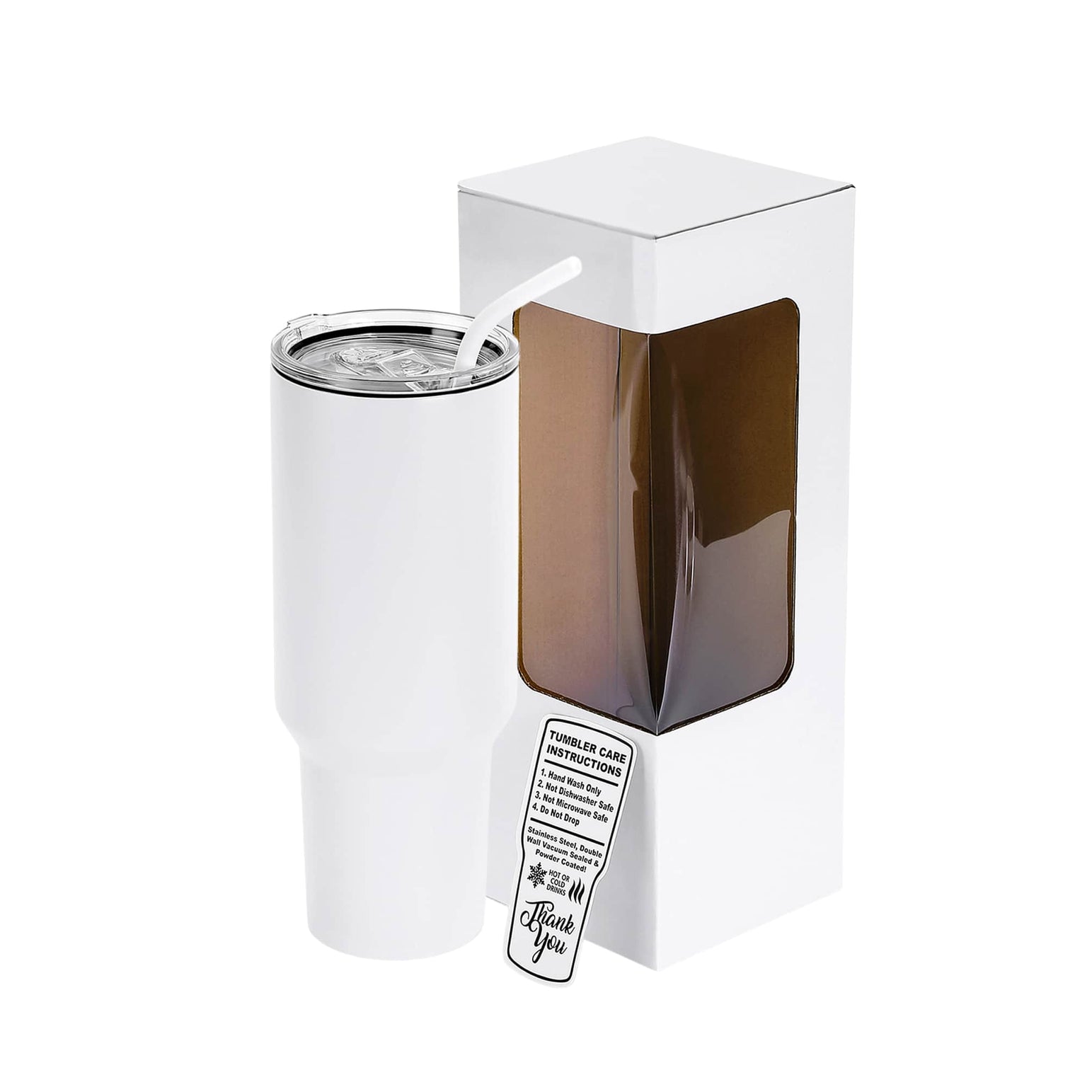 40oz tumbler stainless powder coated white