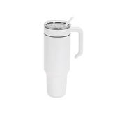 40oz tumbler with MakerTwist twist on handle, white powder coated