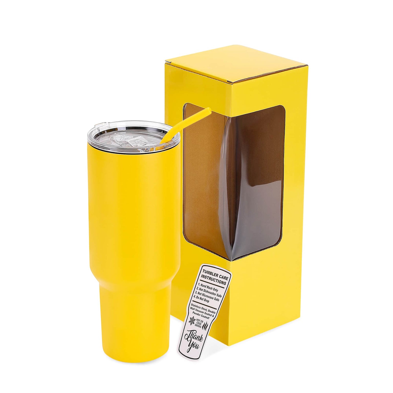 40oz tumbler stainless powder coated, yellow