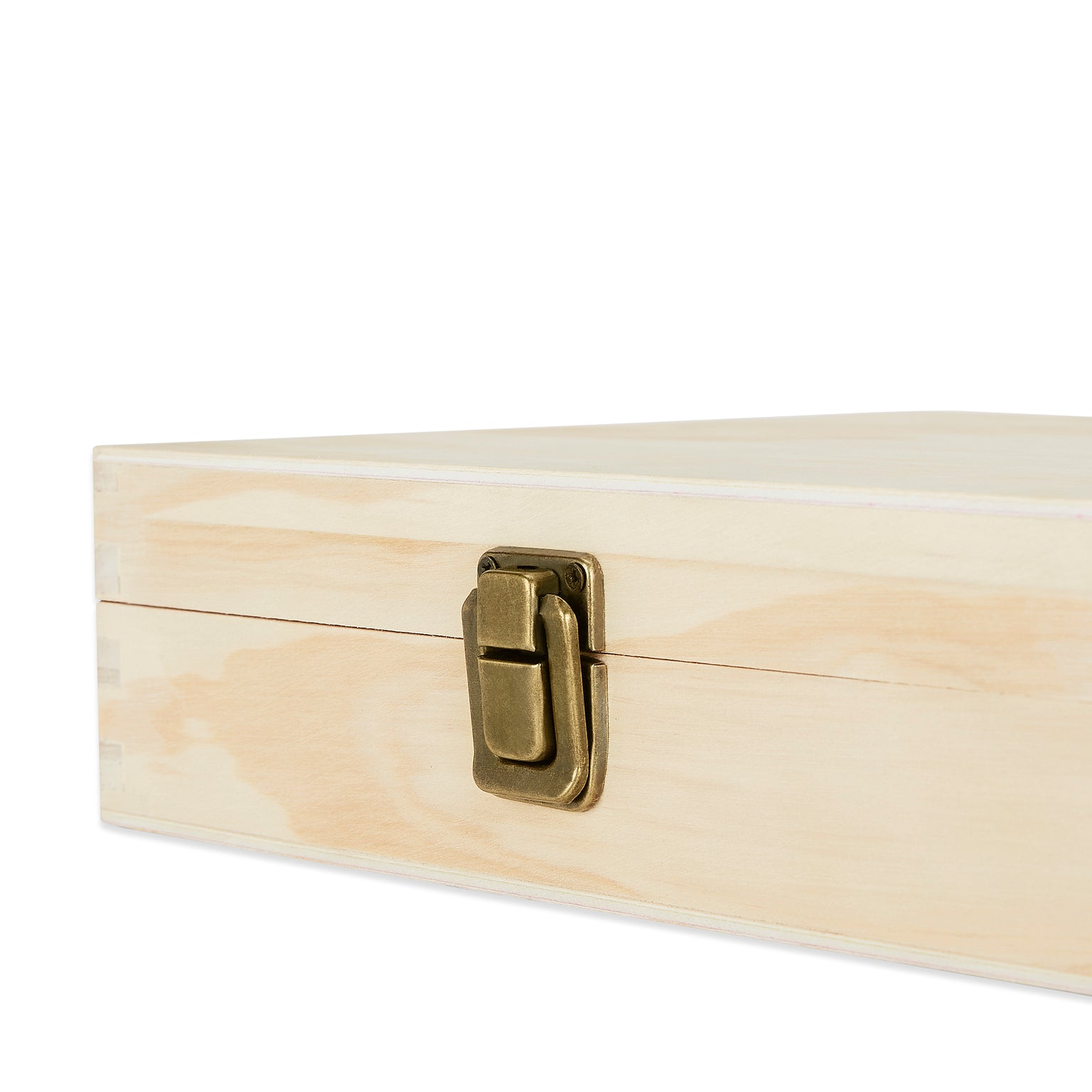 wood cigar box, front clasp closure