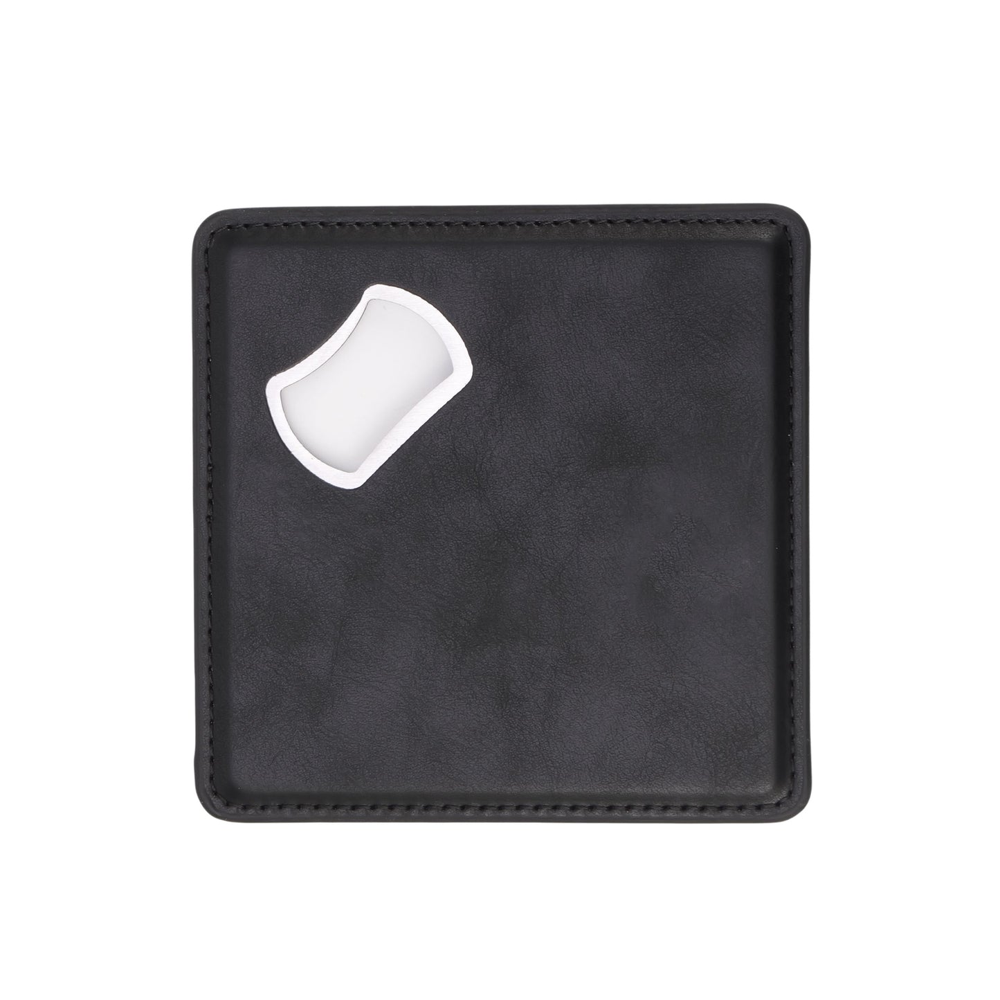 bottle opener coaster, black engravable Laserette, magnetic