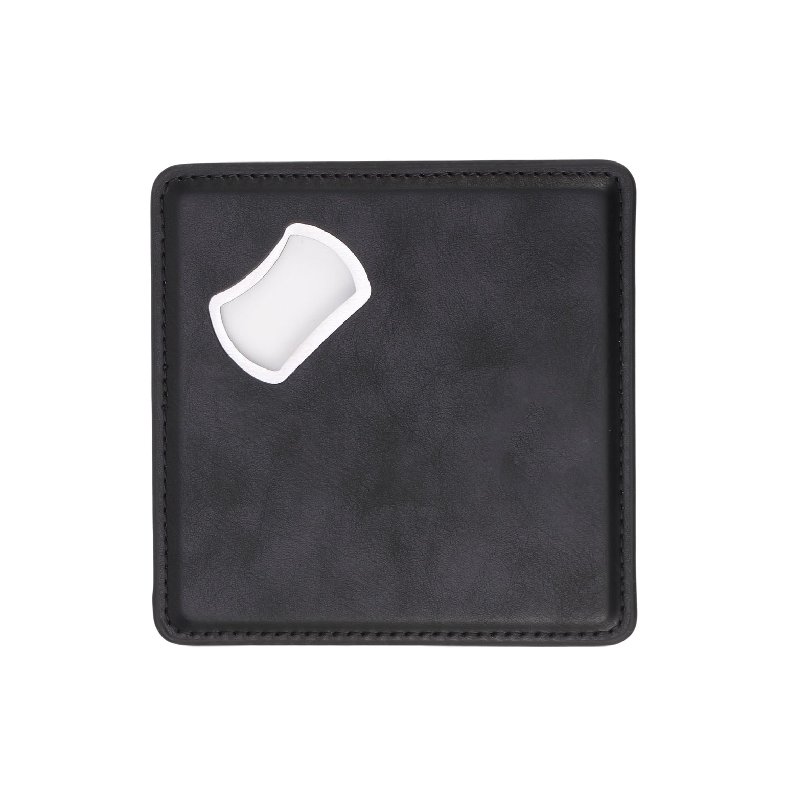 bottle opener coaster, black engravable Laserette, magnetic