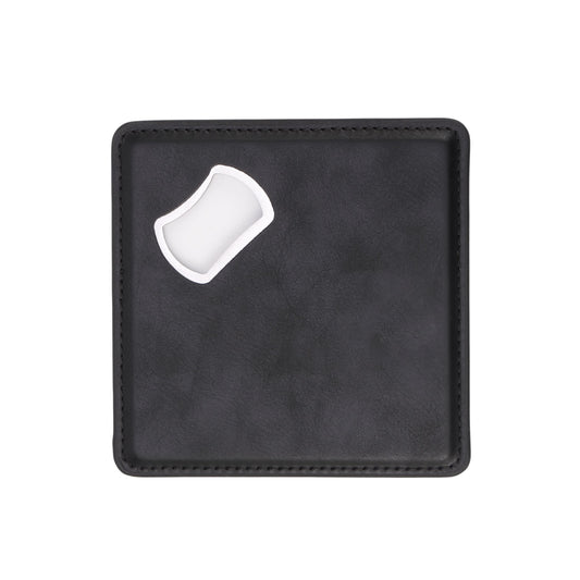 bottle opener coaster, black engravable Laserette, magnetic