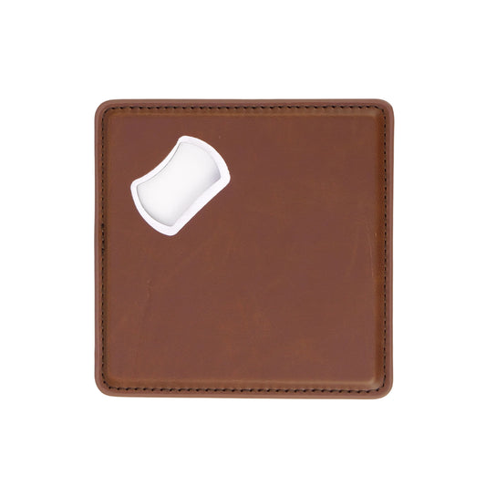 bottle opener coaster, brown engravable Laserette, magnetic
