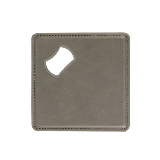 bottle opener coaster, gray engravable Laserette, magnetic