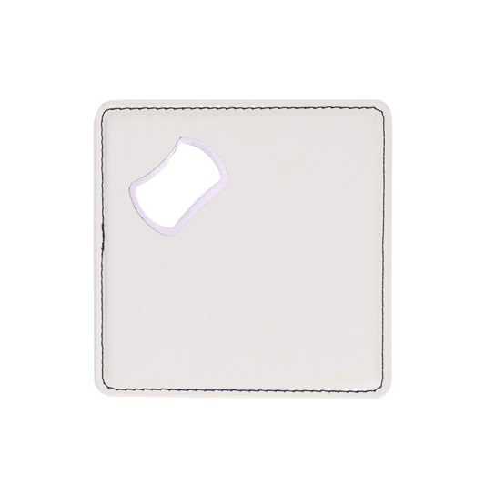 bottle opener coaster, white engravable Laserette, magnetic