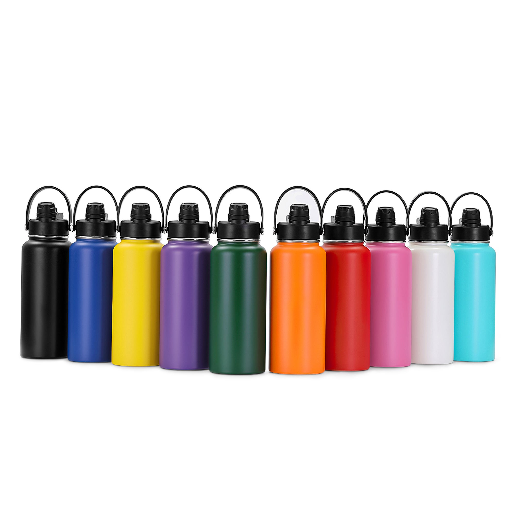 powder coated water bottle with sport handle