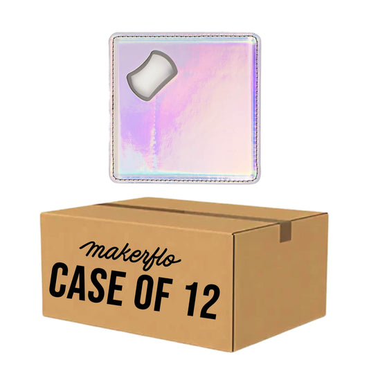 bottle opener coaster, holographic engravable Laserette, magnetic, case of 12