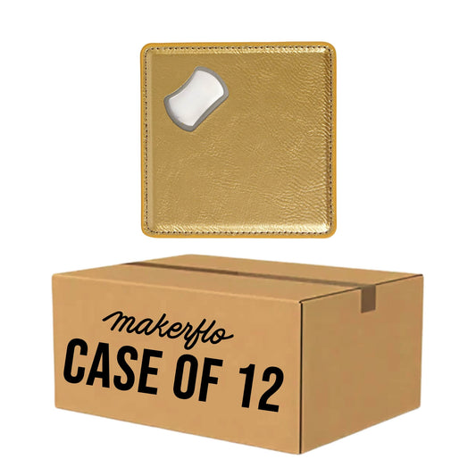 bottle opener coaster, metallic gold engravable Laserette, magnetic, case of 12