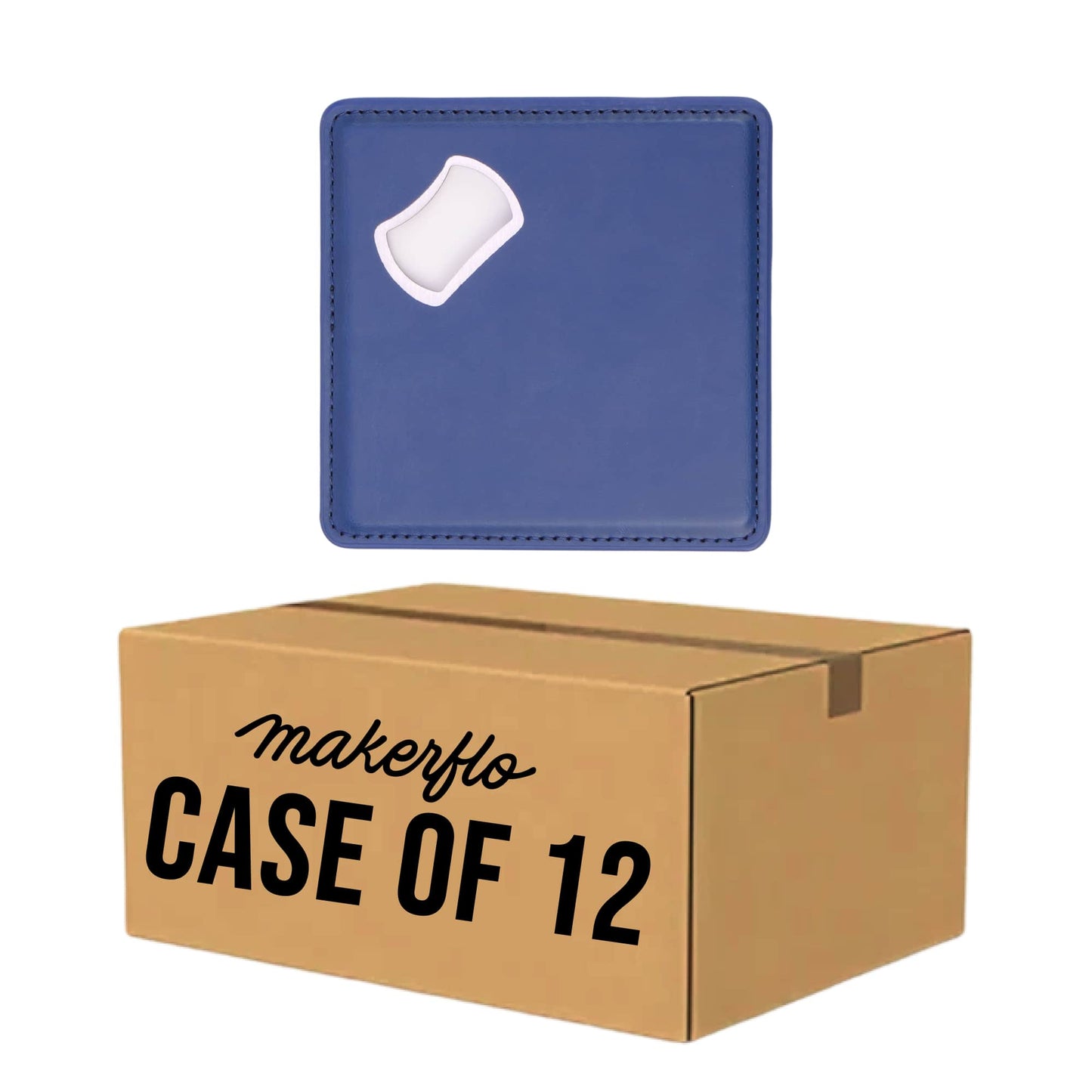 bottle opener coaster, navy blue engravable Laserette, magnetic, case of 12
