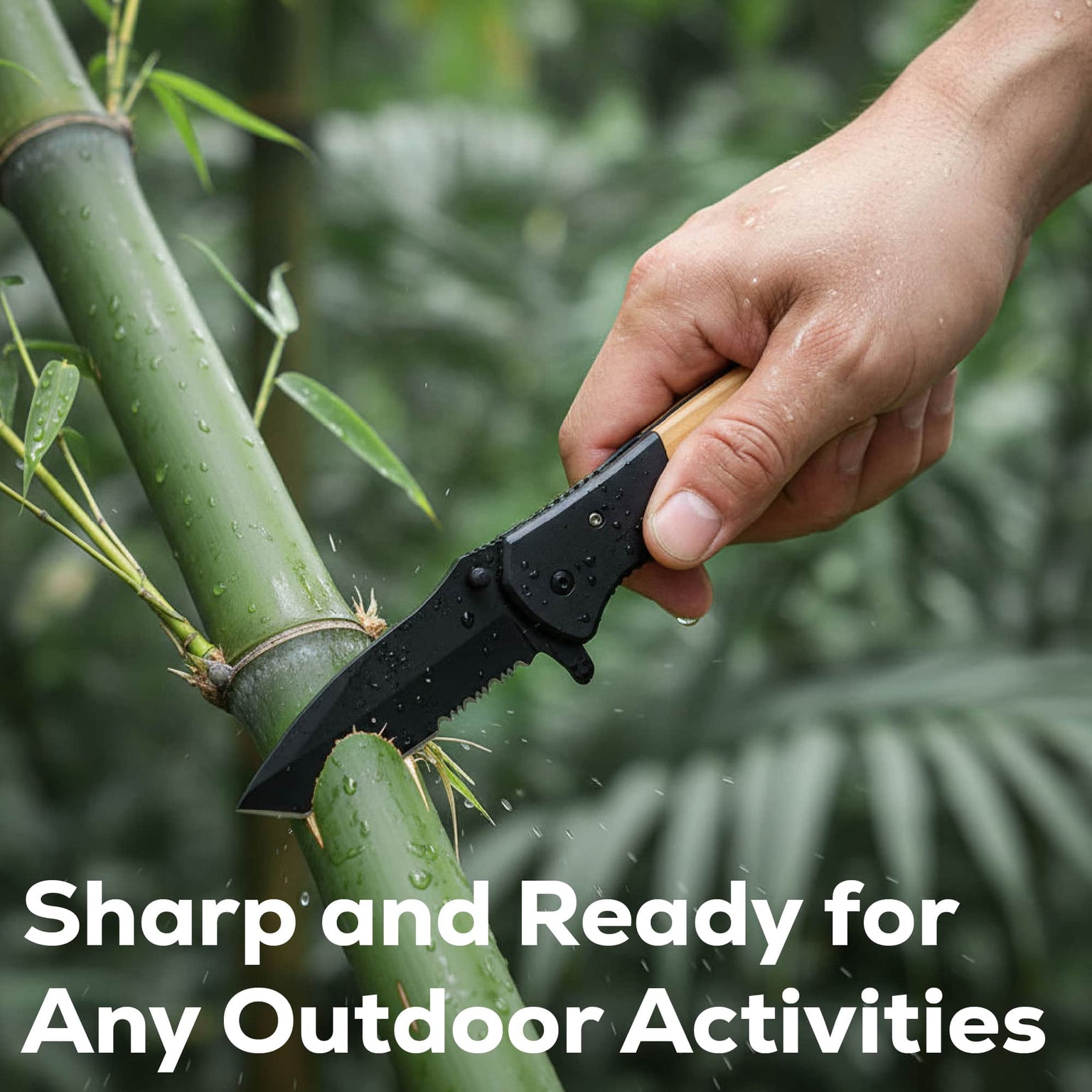 Outdoor ready pocket knife, utility pocket knife with natural wood handle