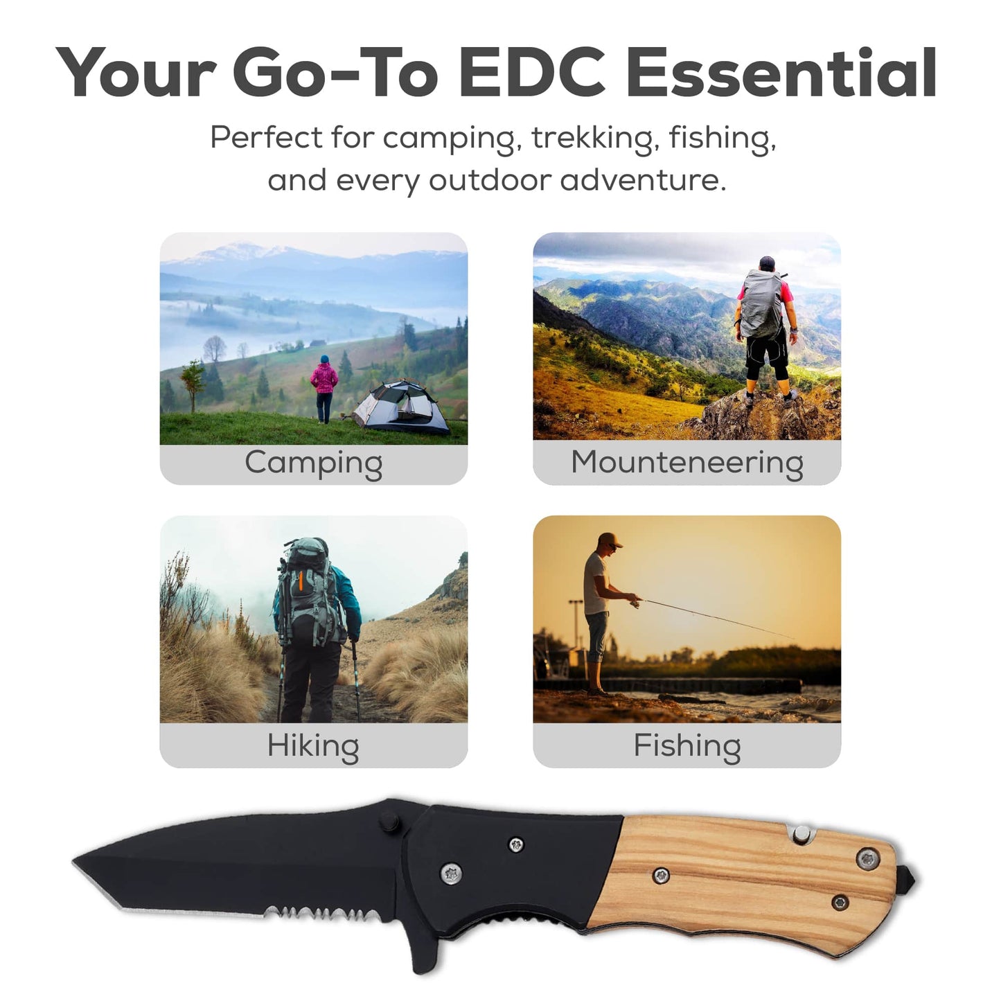 Outdoor pocket knife, natural wood