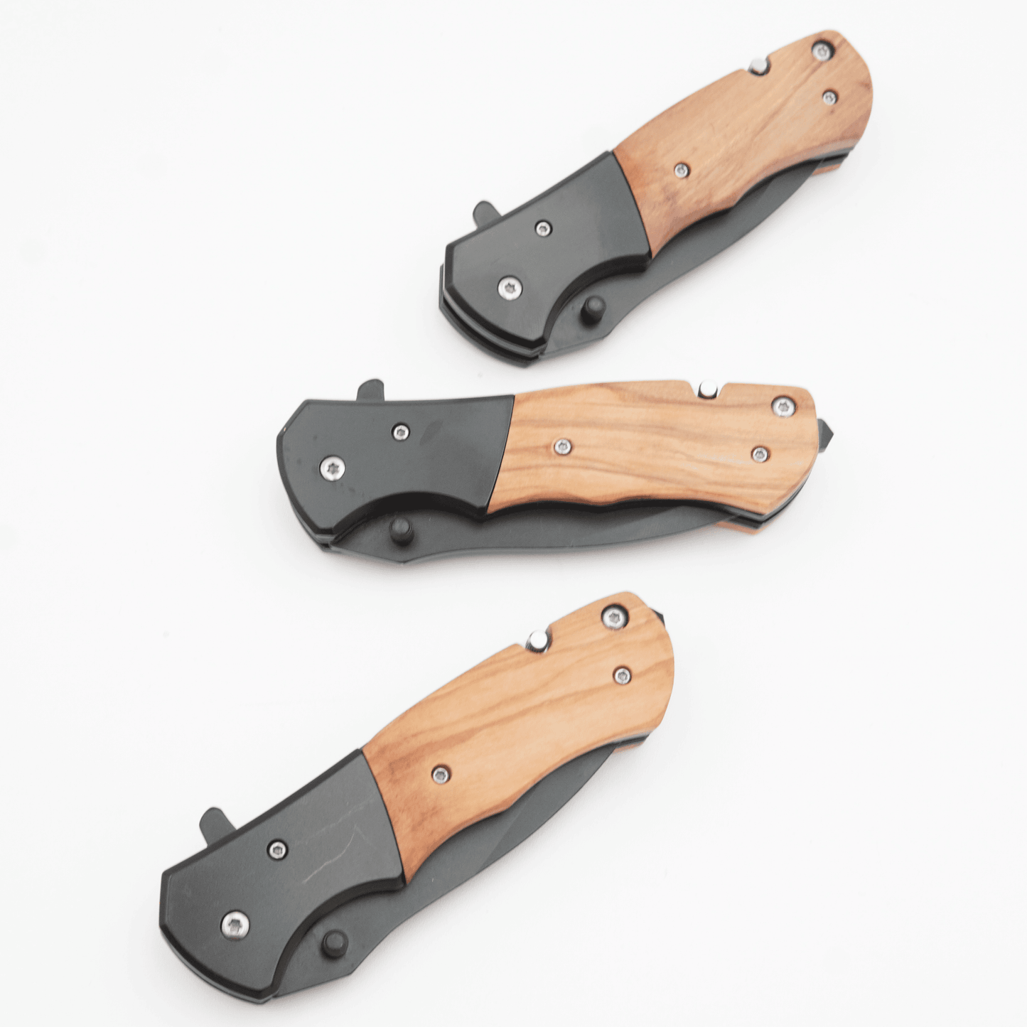 pocket knives, natural wood
