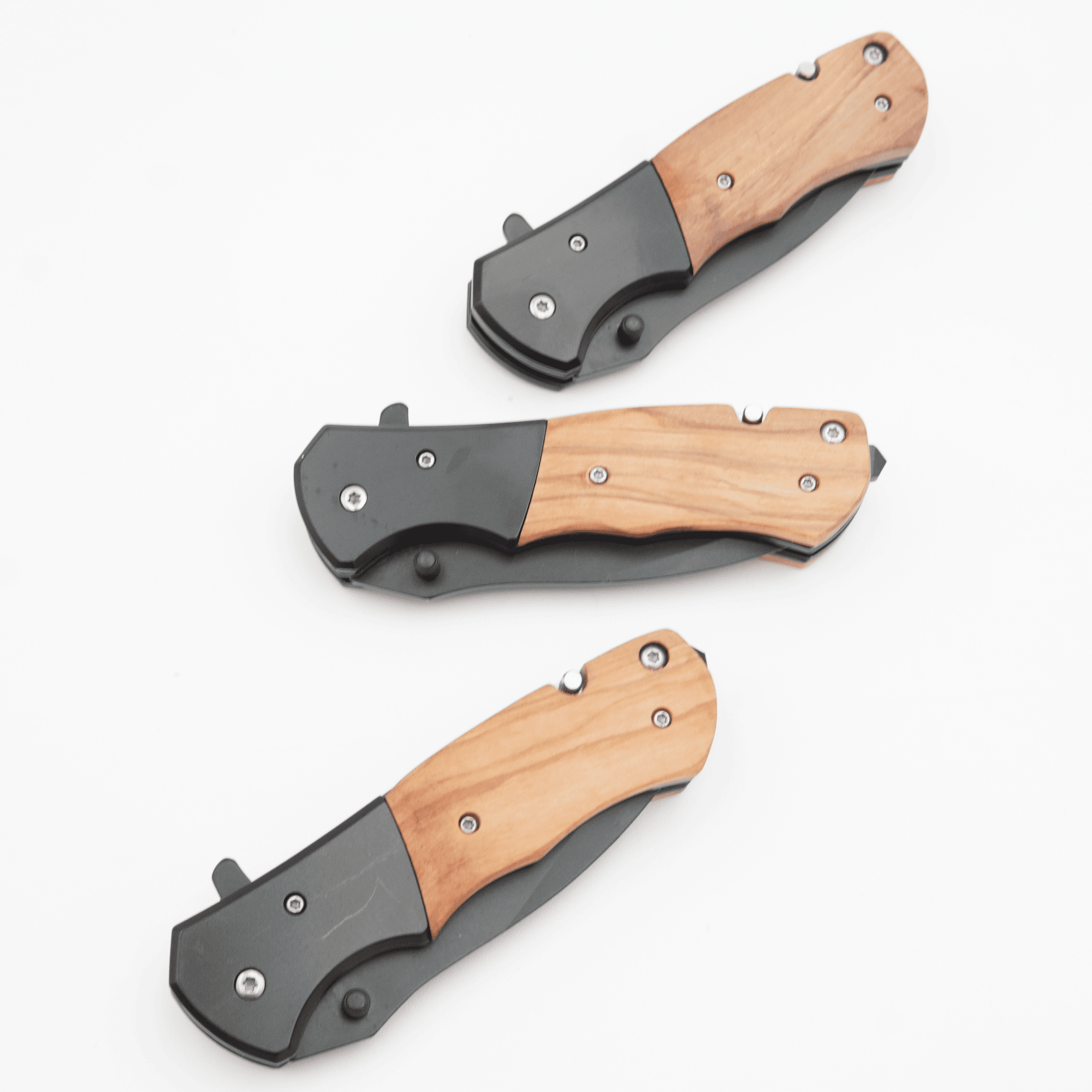 pocket knives, natural wood