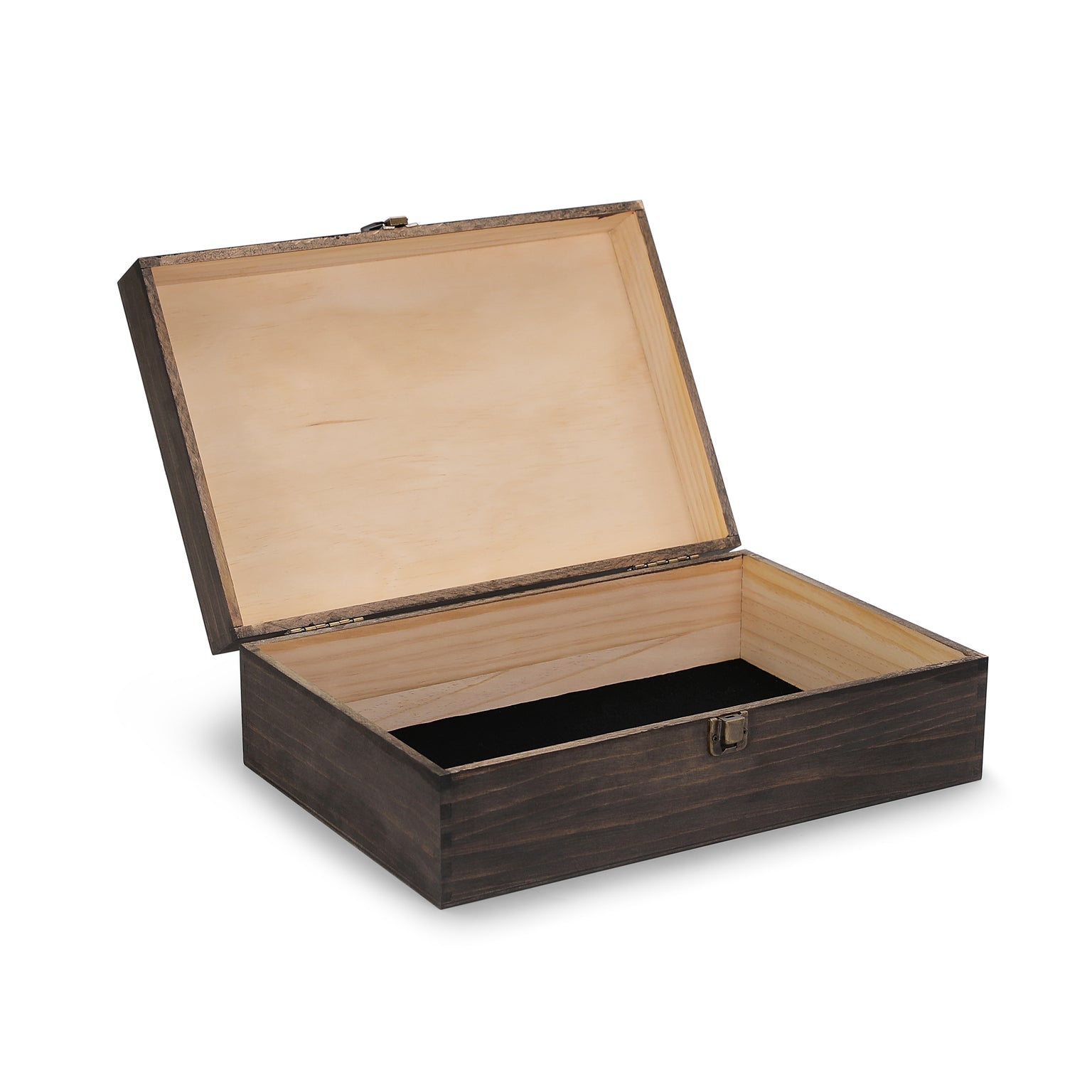 wood keepsake box, walnut, hinged lid, felt lined