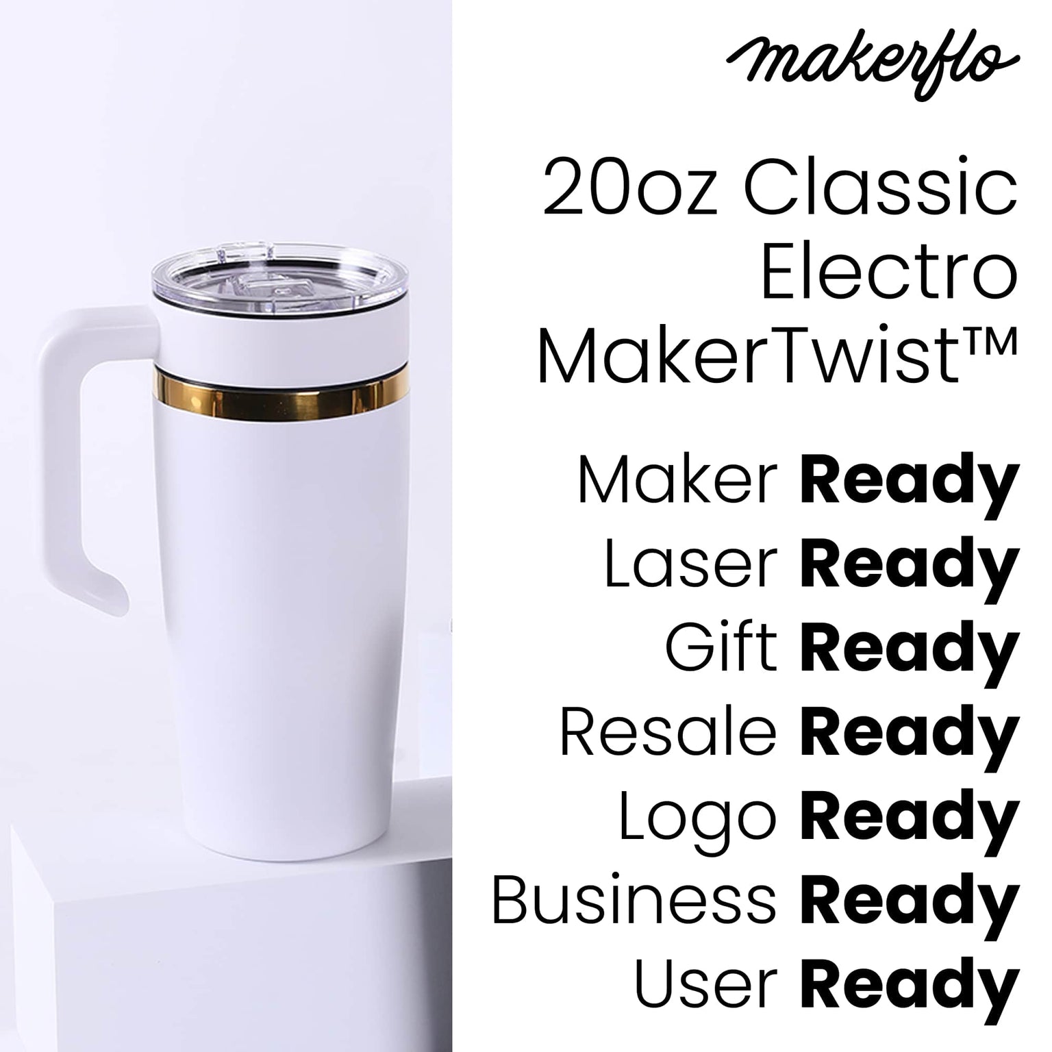 20oz electroplated tumbler with handle is laser ready