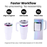 30oz electroplated tumbler with handle engraving time with twist on handle