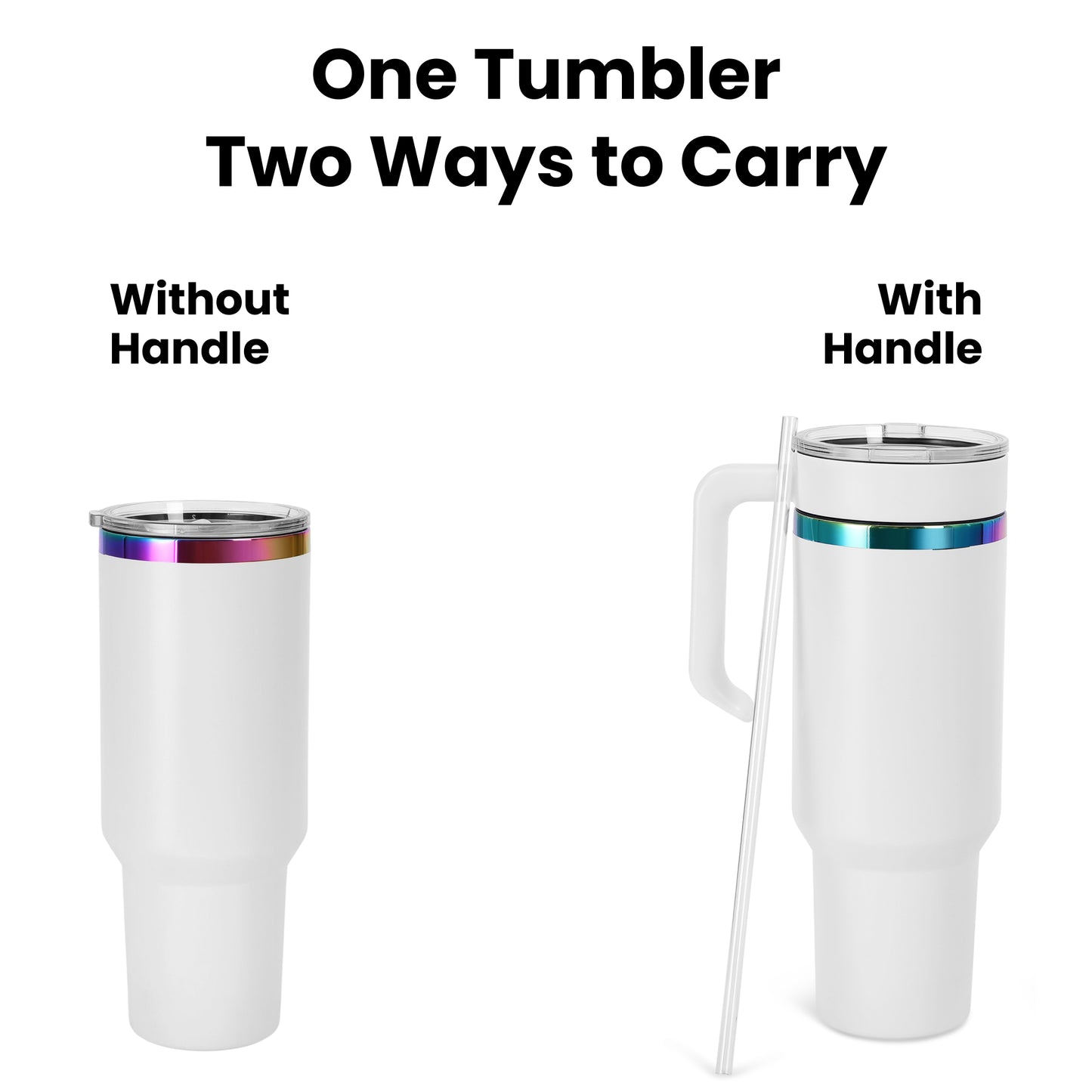 40oz Electroplated Tumbler with Handle - use with or without the handle