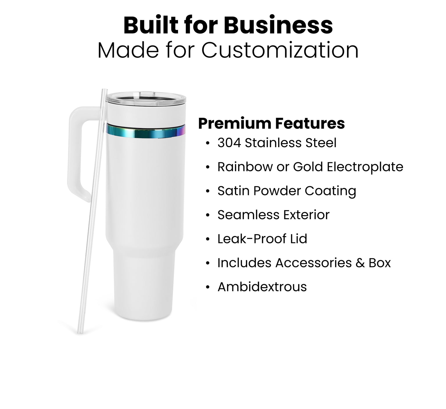 40oz electroplated tumbler with handle, built for business