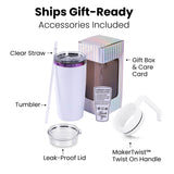 gift ready, 20oz electroplated tumbler with handle include accessories and gift box