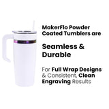 20oz electroplated tumblers with handle, feature durable seamless powder coated surface for optimal engraving results and full wrap designs