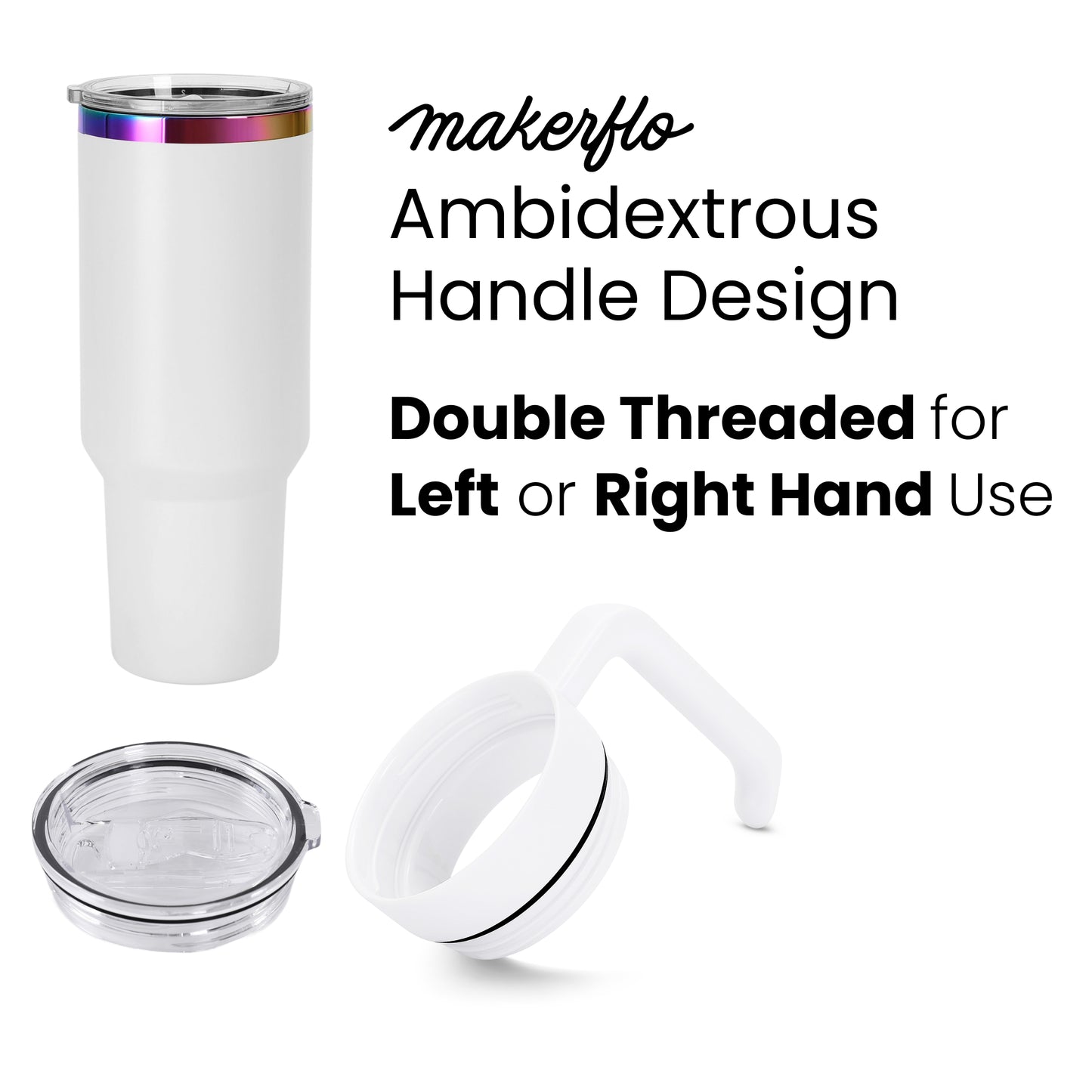 40oz Electroplated Tumbler Ambidextrous Twist on Handle Design